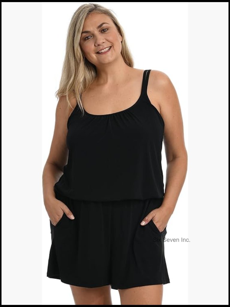 Romper One Piece Swimsuit With Tummy Control, Upf 50, Stretch